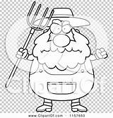 Pitchfork Waving Anger Farmer Plump Outlined Coloring Cartoon Clipart Vector Cory Thoman sketch template
