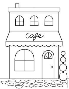easy   draw  cafe tutorial  cafe coloring page