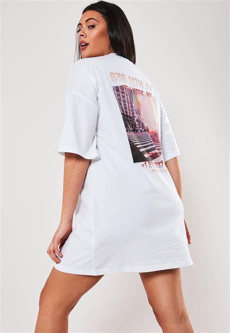 Plus Size White Oversized New York Graphic T Shirt Missguided Ireland