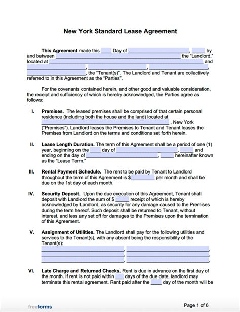 york standard residential lease agreement template  word