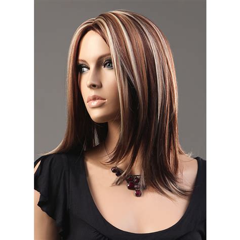 parted middle highlights color long straight hair wigs alexnldcom