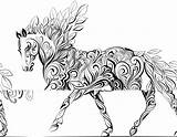 Coloring Horse Pages Zentangle Colouring Adult Color Printable Adults Horses Unicorn Patterns Therapy Animal Sheets Books Print Background Simple Children sketch template