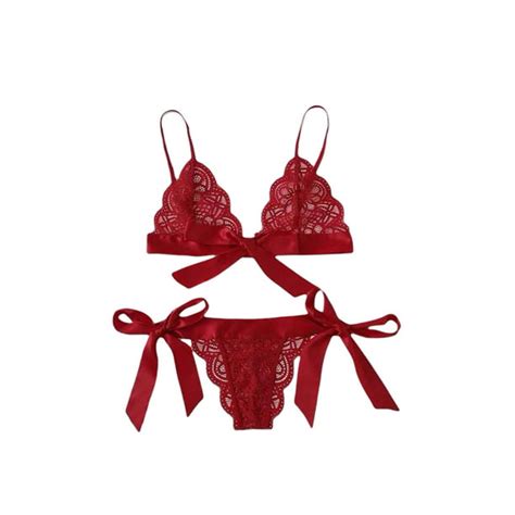Kiapeise Women Lingerie Set Sexy Lace Bra And Side Tie Panty Two Piece