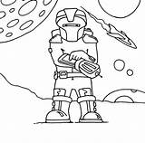 Outer Coloring Space Pages Robot Color sketch template
