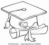 Graduation Cap Coloring Pages Diploma Gown Drawing Board Hat Clipart Clip Choose Clipartof sketch template