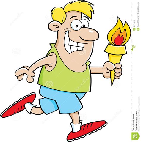 cartoon running man with a torch stock vector illustration of person adult 34113849