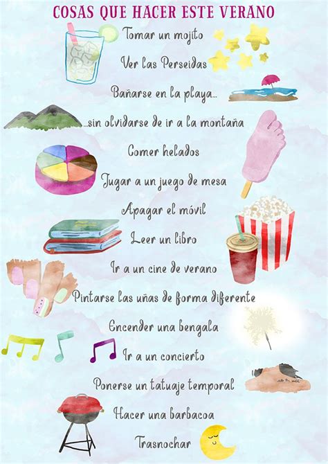 cosas  hacer en verano imprimible mlcblog spanish classroom teaching spanish mojito