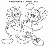 Donald Mickey Duck Mouse Coloring Color sketch template