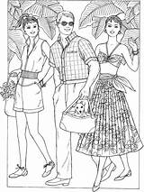 Coloring Pages 1950s Fashion Book Vintage Dover 50s Adult 1950 Color Fashions People Publications Creative Haven Fabulous Print Kids Printable sketch template