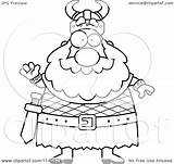 Viking Chubby Waving Clipart Cartoon Outlined Coloring Vector Thoman Cory Royalty sketch template
