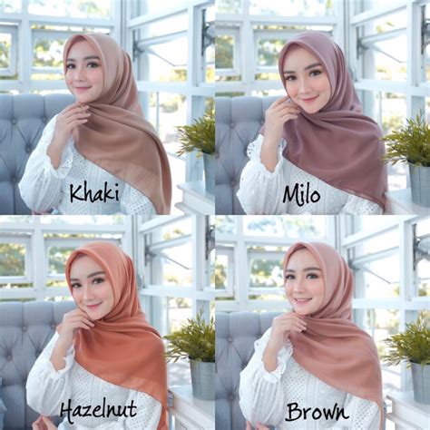 bella square warna part  hijab segiempat shopee indonesia