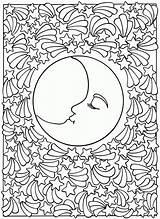 Coloring Sun Pages Adult Moon Adults Popular sketch template
