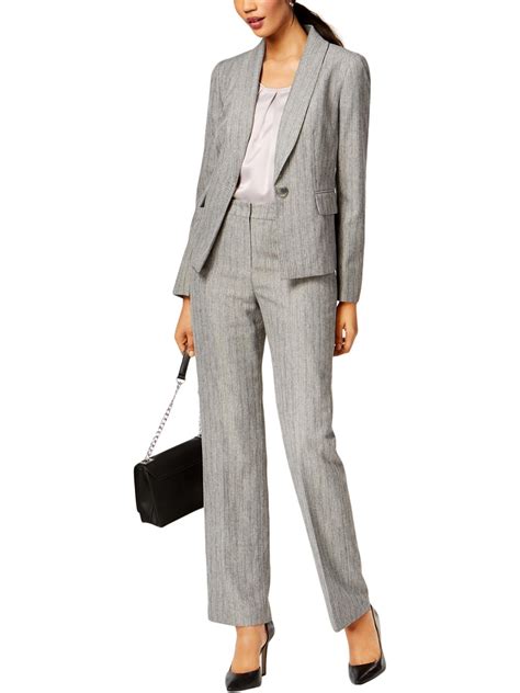 le suit le suit womens jacquard pinstripe pant suit gray  walmart