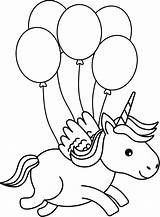 Licorne Coloring Ballons Airs Coloringonly sketch template