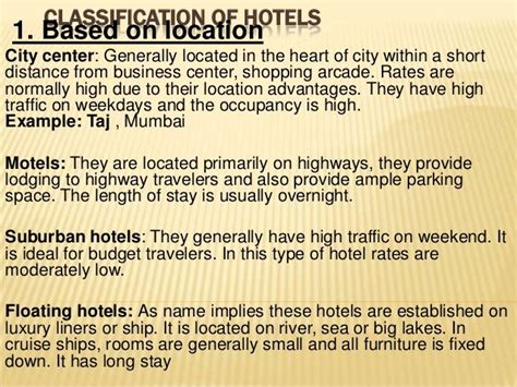 types  hotels