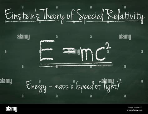 einsteins theory  special relativity explained   chalkboard stock photo alamy