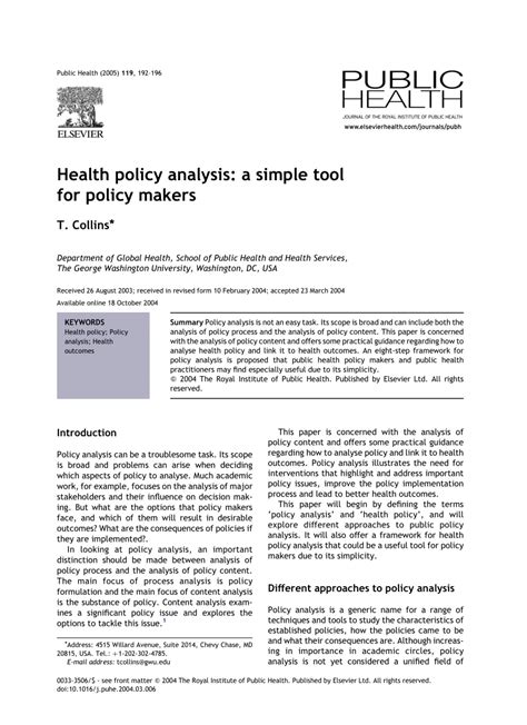 health policy analysis  simple tool  policy makers