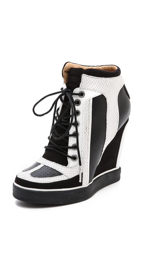 lyst lamb summer lace  wedge sneakers  black