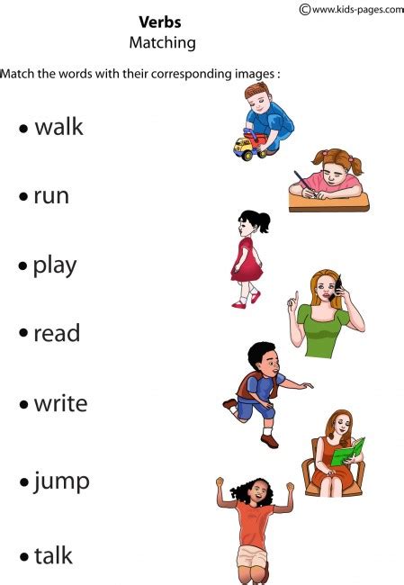 verbs matching  worksheet