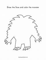 Monster Face Draw Color Worksheets Halloween sketch template