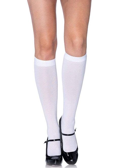 nylon knee socks white