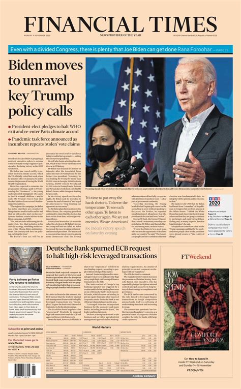 financial times front page   november  tomorrows papers today