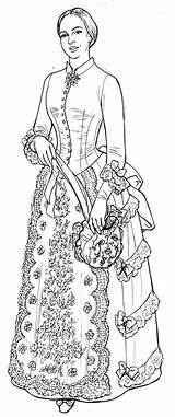 Coloring Pages Fashion Vintage Paper Fancy Sketch Dress Choose Board Dolls Printable Gowns Gown sketch template