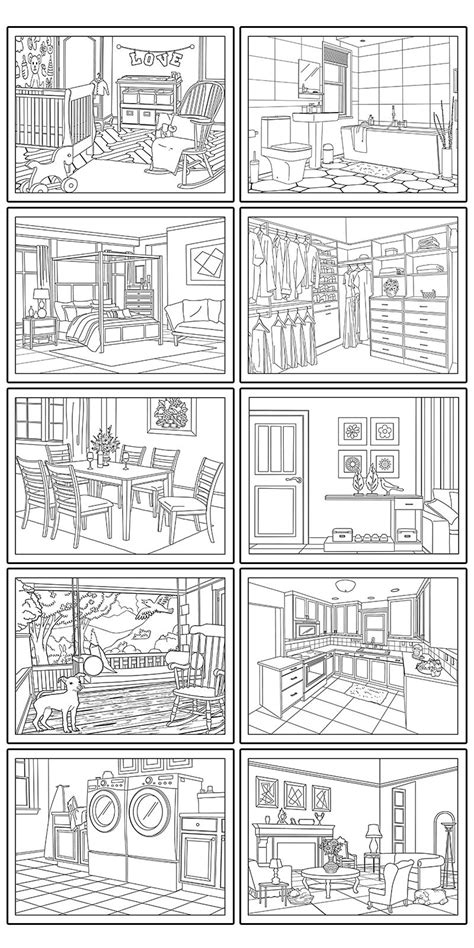 printable home decor coloring pages  calm lovely house