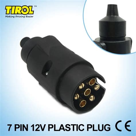 tirol  pin trailer plug black plastic  pole wiring connector  towbar towing plug  type