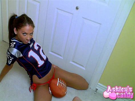 Ashley Stripes Out Of Her Lil Football Jersey Porn Pictures Xxx Photos