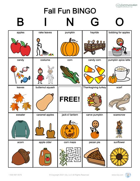 fall bingo activity