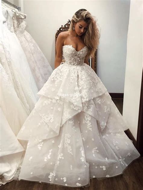 Ball Gown Sweetheart Open Back White Tulle Wedding Dresses