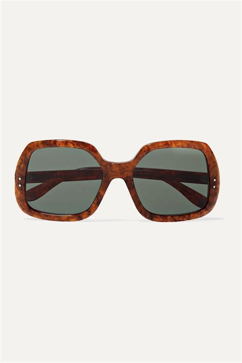 gucci oversized square frame tortoiseshell acetate sunglasses