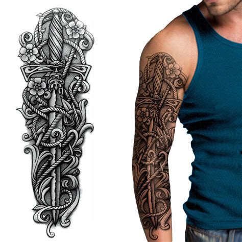 5 large temporary body art arm leg tattoo sticker sleeve