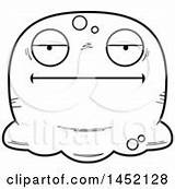 Blob Cartoon Lineart Bored Mascot Character Clipart Vector Illustration sketch template