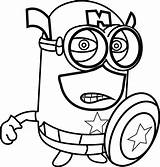 Minion Captain America Coloring Pages Printable Minions Categories Kids sketch template