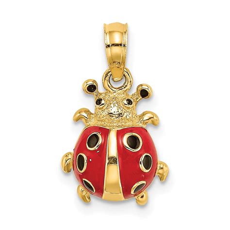 yellow gold   enamel ladybug pendant  ebay