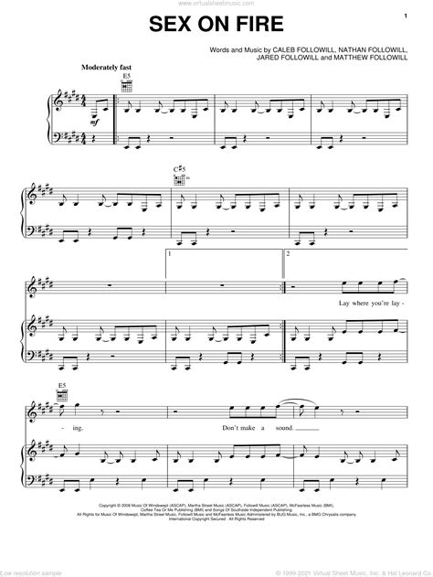 leon sex on fire sheet music for voice piano or guitar [pdf]