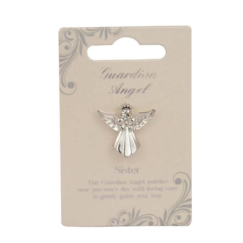 sister guardian angel silver coloured angel pin with gem stone angel
