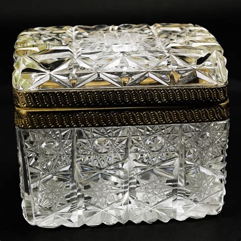 Antique Cut Glass And Brass Jewelry Box Kodner Auctions