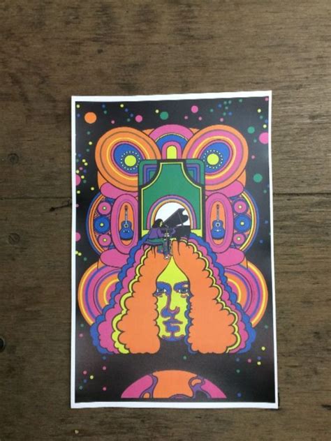 1960s 70s Acid Trip Man Playing Piano Psychedelic Poster Boardwalk