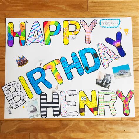 printable happy birthday poster diy kid  modern