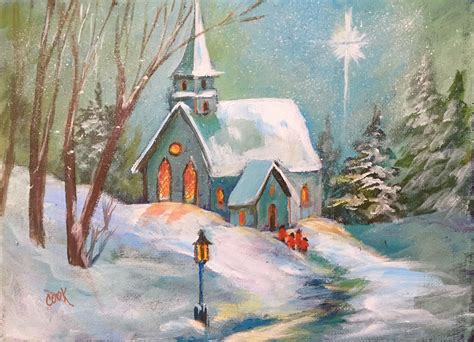 christmas gift snow scene painting original acrylic painting snowy