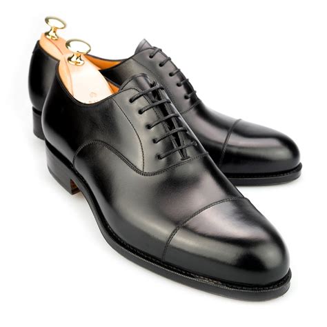 lace  oxfords toe cap shoes  black calf carmina