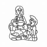 Coloring Pages Dinner Family Getcolorings Thanksgiving sketch template