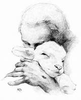 Jesus Lamb Sketch Drawing Drawings Baby Print Paintingvalley Sketches Simple Katherine Brown Prayer sketch template