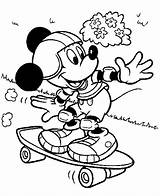 Mickey Skateboard Coloring Mouse Disney 7a Characters Pages Print sketch template