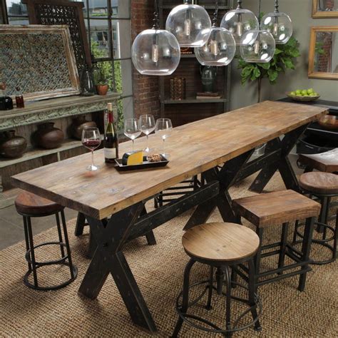 aurora gathering table distressed  reclaimed wood narrow dining