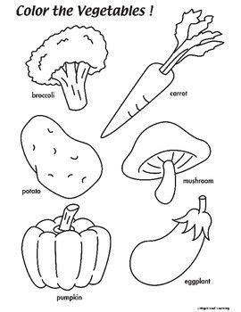 vegetables coloring worksheets  kindergarten english worksheets