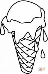 Ice Cream Coloring Cone Melting Pages Melts Printable Drawing Clipart Cartoon Cliparts Clip Cube Desserts Chocolate Color Colouring Food Kids sketch template